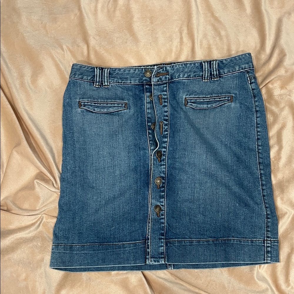 LOFT Blue Denim Midi Skirt